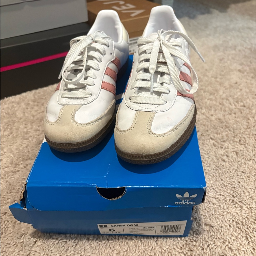 Adidas Samba OG White and Pink Sneakers